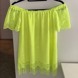 Off shoulder neon green/yellow blouse